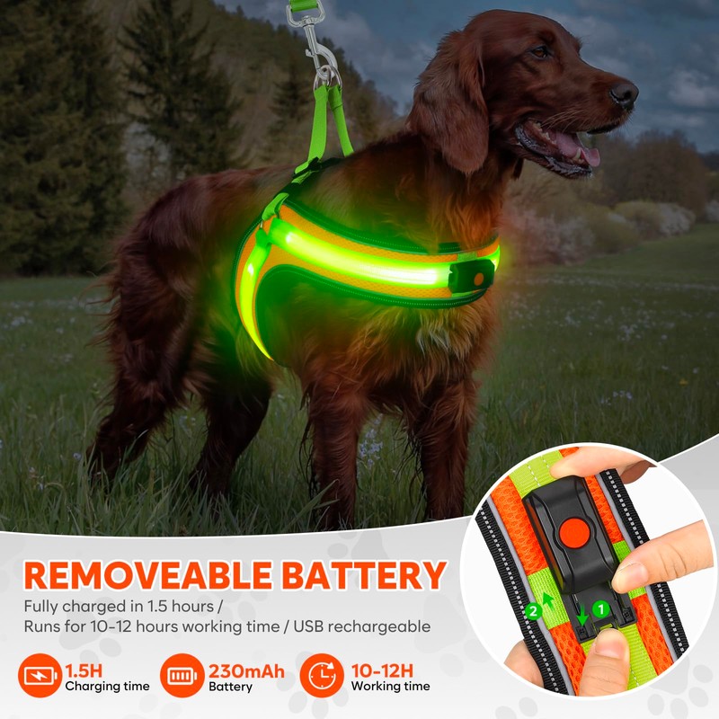 Light Up Dog Harness,Lighted Harness,LED Reflective No Escape Dog Harness
