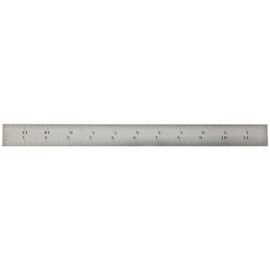 Starrett C604R-18 Spring Tempered Steel Rule With Inch Graduations, 4R Style Graduations, 18" Length, 1-1/8" Width, 3/64" Thickness