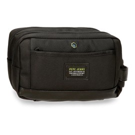 Pepe Jeans Leighton Shoulder Bags and Toiletry Bag Blue Black Polyester Various Sizes, black, Makeup bag