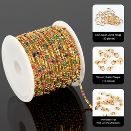 UMAOKANG - Cadena chapada en oro de 4 metros para hacer joyas de acero inoxidable con anillos de salto y cierres de langosta