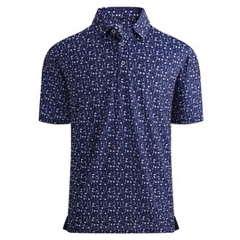 Alex Vando Mens Golf Shirt Moisture Wicking Quick-Dry Print Performance Polo Shirts for Men,Navy Golf Element,XL