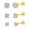 Moissanite Earrings Studs 16K Gold Plated S925 Sterling Silver Flat