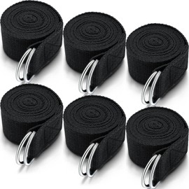 6 Pcs Yoga Strap for Stretching 8 Ft Yoga Exercise Adjustable Straps Yoga Bands with Safe Adjustable D Ring Buckle for Pilates Gym Workouts Yoga Fitness Improves Sitting Posture (Black)