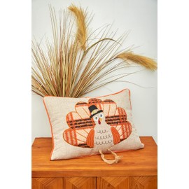 C&F Home 13" X 18" Harvest Time Turkey Pillow Decor Decoration Fall Harvest Thanksgiving Embellished Throw Pillow for Sofa Couch Or Bed 13" x 18" Tan