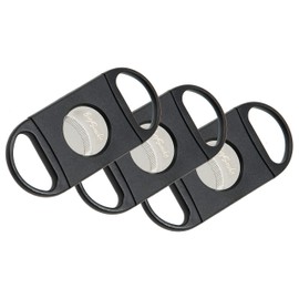 BigSmoke Cigar Cutter in Black/Silver, Double Blade Cutter with Serrated Blades in Pack of 3