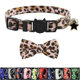 XPangle Bowtie Cat Collars Breakaway with Bell, Adjustable Cute Kitty Collars Safety Buckle Kitten Collar for Cat Puppy 7.5-11in