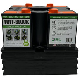 TUFF-Block by Dock N Stow w/ 4 XL Pads Combo – RV Leveling Blocks for Camper, Tongue Jack Stands for Stabilizer Scissor Jacks – Block Stacks on Pads for Added Height – Level Your Trailer (Orange)
