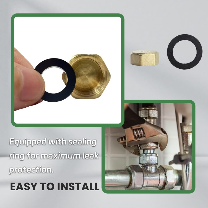 fKiZanthene 6 Pcs Blanking Cap, Radiator Blanking Plug, Gold Plumbing