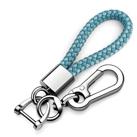 Tukellen for Leather weave keychain suit for car keychain keyring Present for Man and Woman，Durable and comfortable, Grey, keychain