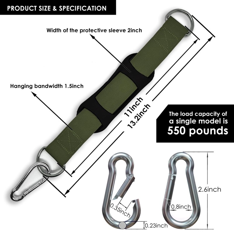 Hanging Straps Kit for Hammocks (2-Pack), Pull-Up Bar & Tree