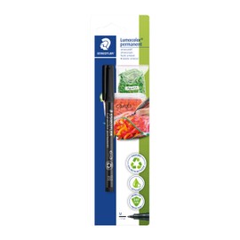 STAEDTLER Lumocolor Universal Pen for Kitchen Permanent Pen for Labelling Freezer Bags, Storage Jars and Much More, Waterproof, for Almost All Surfaces, Black, 317-9 BK-1