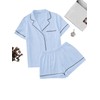 Floerns Women's Notch Collar Short Sleeve Sleepwear Two Piece Pajama