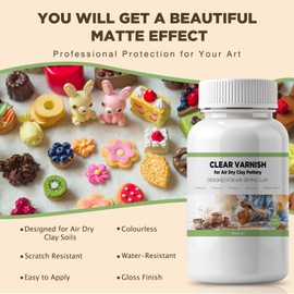 120ml Air Dry Clay Varnish - Air Dry Clay Sealant for Airdry Clay - Clear Varnish for Air Dry Clay Pottery - Matte Finish Clear Varnish for Pottery, Used to Prevent Clay Cracking, Scratches, Wear