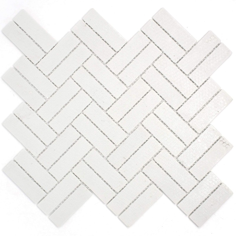 TREGLG-09 Recycle Glass Wooden Look Blue Herringbone Mosaic Tile Backsplash