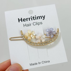 Generic Herritimy Rhinestone Butterfly Hair Clips, Decorative Crystal Metal Flower Pins Handmade Hair Barrettes for Women Girls, Hair Accessories Styling Pins for Daily Wear, Gold
