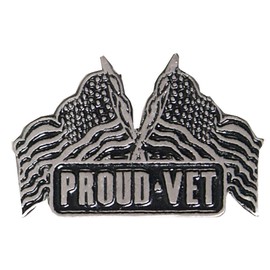Hot Leathers Proud Vet w/ Flags Pewter Biker Vest Pin