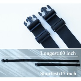 2 Pcs Memory Foam Mattress Topper Adjustable Packing Straps with Buckles for Moving or Storage, Black(60" X 2")