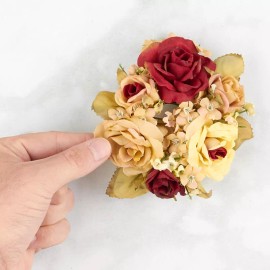 Unbranded Set of 6 Artificial Rose and Gypsophila Taper Candle Rings