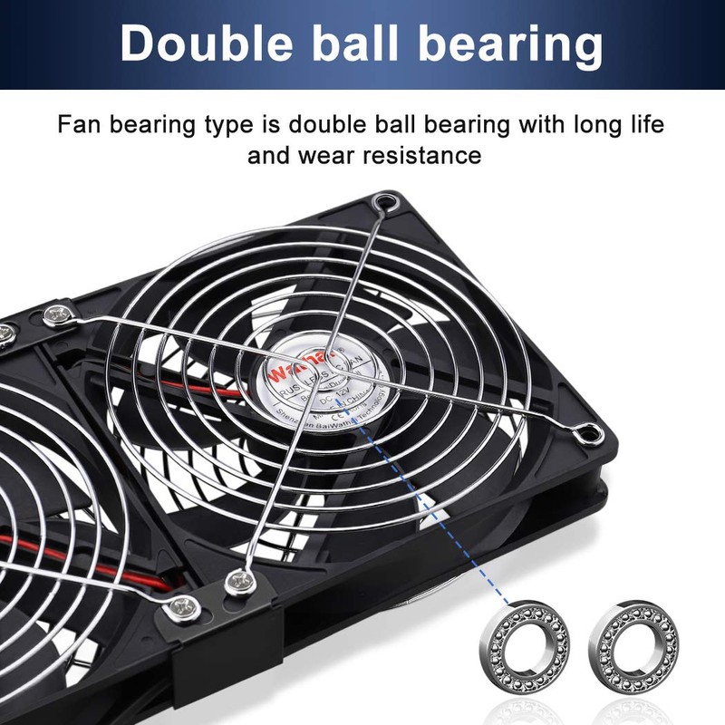 Wathai Big Airflow 2 x 120mm 240mm Computer Fan with