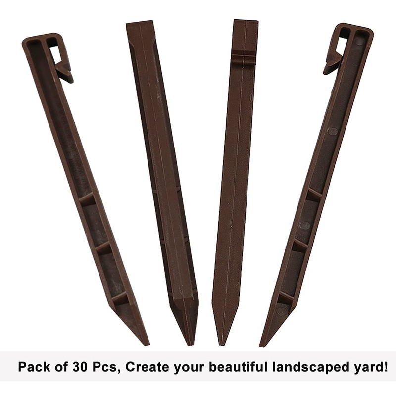 30 PCS Brown Landscape Edging Garden Stakes, 10 Inch Landscaping