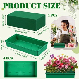 Teenyyou 4 Pack Large Size Floral Foam with Bowl 9.65" L x 4.65" W x 3" H Floral Foam Blocks Floral Arrangements Supplies Rectangle Flower Holder with Floral Foam for Table Party Festival Flower Decor