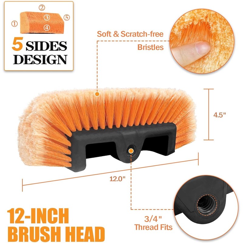 ARTIPOLY 72" Car Wash Brush with Long Handle, Flow-Thru Soft