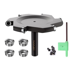 CNC Spoilboard Surfacing Router Bit, 6-Flute 1/2" Shank 4" Cutting Diameter, Carbide Insert Slab Flattening Router Bit Woodworking Tools Comes with 10PCS Blade