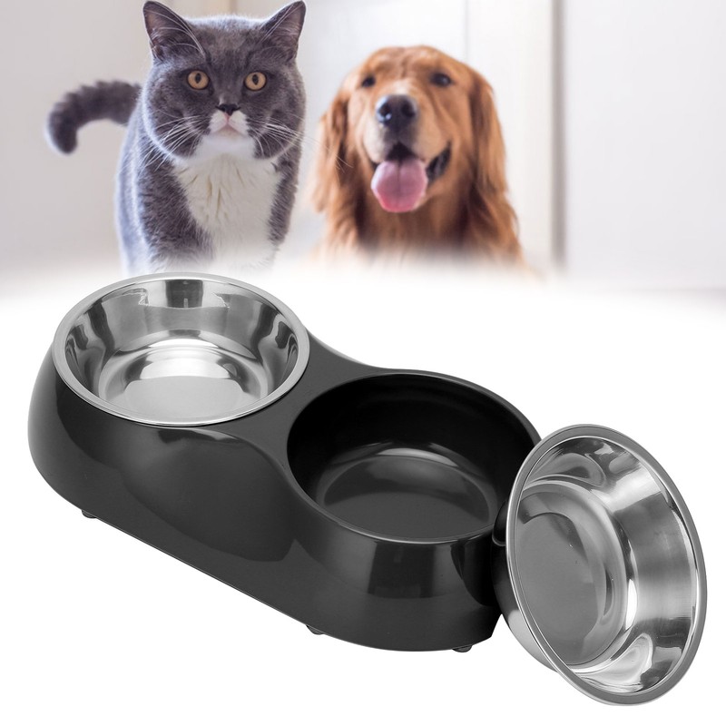 Stainless Steel Nonslip Double Pet Bowls Household Food Water Feeder