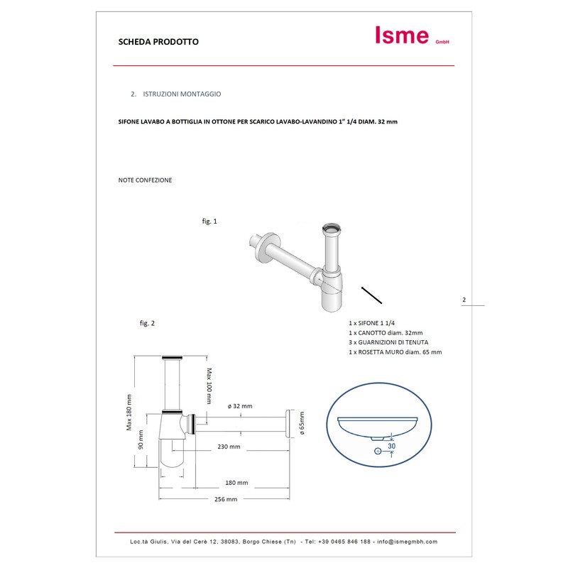 Schläfer 3439600 Bottle Odour Trap for Washbasin, Cup Siphon, 1