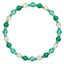 GEMTAL Healing Crystal Bracelets for Women,6mm Green Agate Natural Stone Beaded Bracelet,Semi-Precious Gemstone Bead Bracelet,Womens Round Beaded Stretch Bracelet Jewelry Gifts (06 Green/Silver)