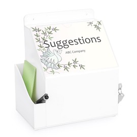 BTSKY 5x7 inch Clear Suggestion Donation Drawing Box with Sign and Lock White