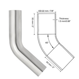 PATIKIL 45 Degree Elbow Elbow 7/8" OD Plumbing Exhaust Pipe Elbow Intercooler Pipe Mandrel Connecting Pipe for Brewery Equipment HVAC Stair Railing 1pc