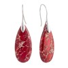 SELOVO Red Teardrop Stone Dangle Drop Fishhook Earrings Silver Tone