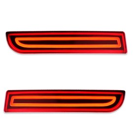 VANKUB LED Bumper Reflector Brake Tail Turn Signal Lights for Mitsubishi Lancer 2008-2017, Evolution X 2008-2017, Outlander 2011-2012, 3-in-1 with Sequential Turn Signal & Brake & Driving - Red Lens