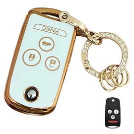 Rilnaewn Keyless Entry Systems for Acura Key Fob Cover Fit for Honda Accord Acura MDX RDX TL TSX ZDX (White)