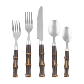 CAMBRIDGE Dark 20-Piece Bamboo-Style Flatware Service