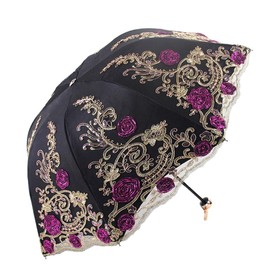 Katutude Vintage Lace Umbrella Floral Lace Parasol Wedding Bridal Umbrella Compact Lightweight Windproof Folding Umbrella UV Protection Sun Umbrella Portable Umbrella with Storage Bag