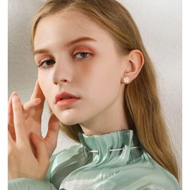 Cute Camellia Flower Stud Earrings for Women Cartilage 925 Sterling Silver Faux Pearl Enamel Floral Hypoallergenic Sleeper 18K Golden Plated Studs Earring Fashion Jewelry Gifts Birthday Christmas