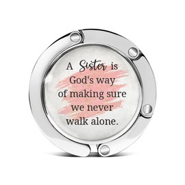 Mhfpl A Sister Is God's Way of Making Sure We Never Walk Alone Women Foldable Purse Hook, Christian Sisterhood Quote Portable Hook for Sister BFF Women, Birthday Christmas Gifts for Bestie Best Friend