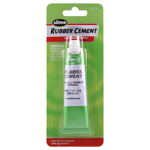 Slime 1051-A Rubber Cement, Tire Repair, Use Plugs or Patches, 1 oz. Tube