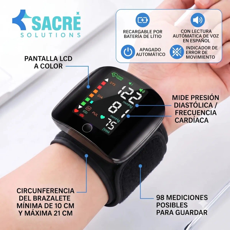 Tensiómetro Digital de Muñeca Negro - Sacré Solutions