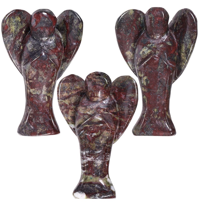 Nupuyai 3" Dragon Bloodstone Guardian Love Heart Crystal Angel Statue,