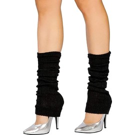 Crazy Chick® Deluxe Luxurious Ladies 80's Plain Ribbed Leg Warmers Legwarmers 12 Color TU TU (Black)