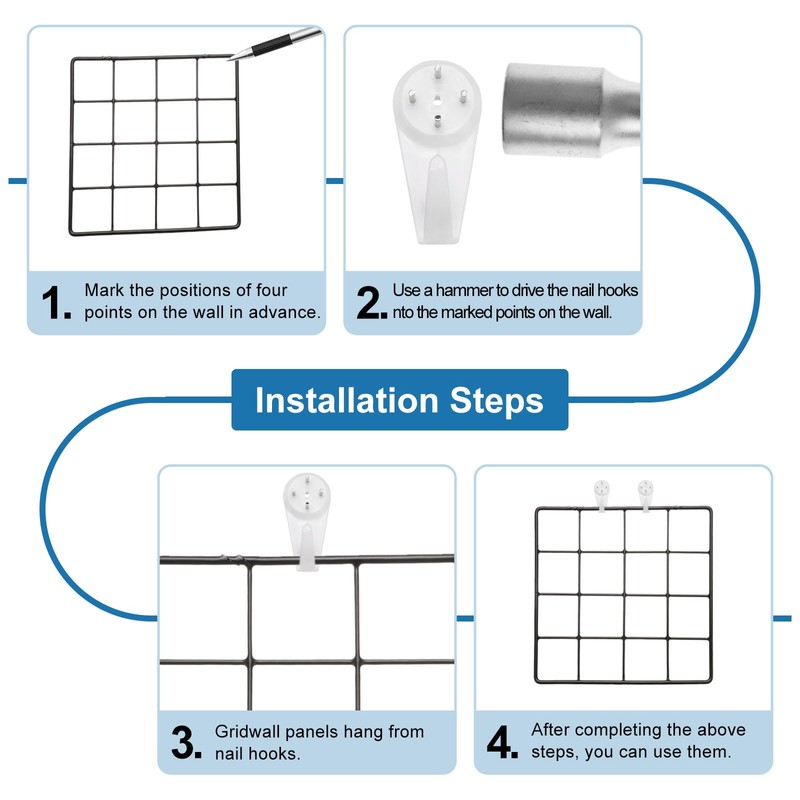 sourcing map 2Pcs Wire Wall Grid Panel, 8" x 8"