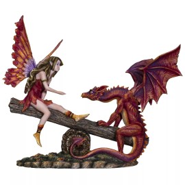Pacific Giftware FairyTate Fairy Red Dragon on The Seesaw Decorative Resin...
