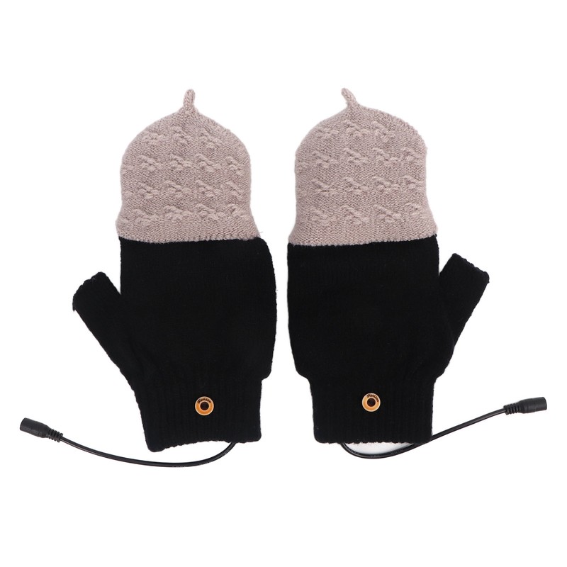 Heated Gloves Fingerless Full Finger Adjustable 3 Gear Black Hand