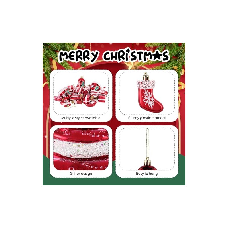 Leitee - Juego de 24 adornos de Navidad, decoraciones para