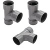 PVC Solvent Waste Pipe T-Junction Fittings, 50mm, Grey, 3-Pack