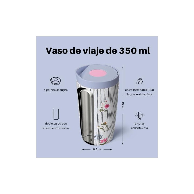 BOTTLE BOTTLE Taza de viaje aislada de 350ml con tapa