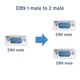 PNGKNYOCN DB9 Y Splitter Cable DB9 9 Pin 1 Male to 2 Male Rs232 Serial Splitter Adapter Straight-Through Cable for Connecting Various Serial Interface Devices 30 cm